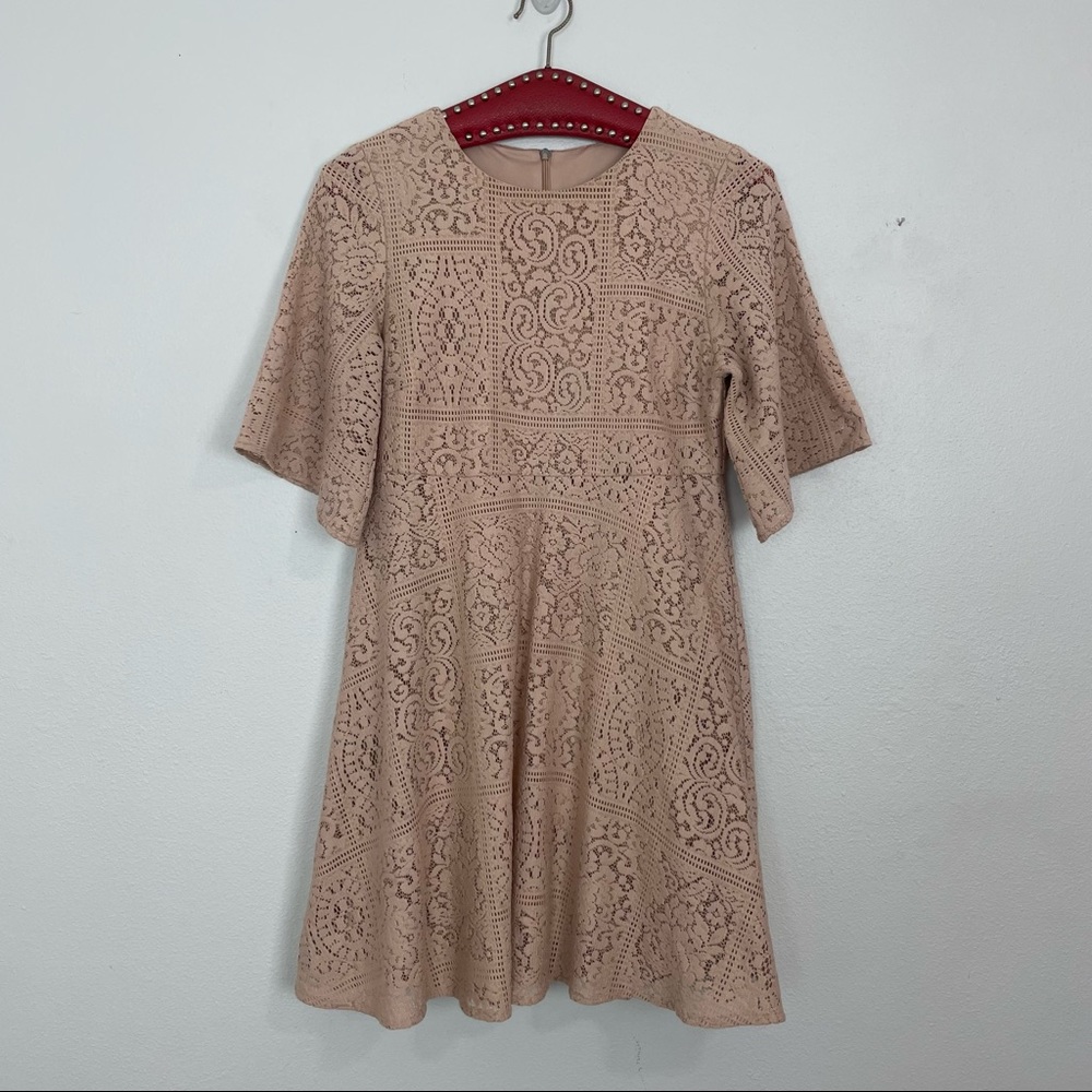 Zara Basic Lace Dress | Beige | Size Small